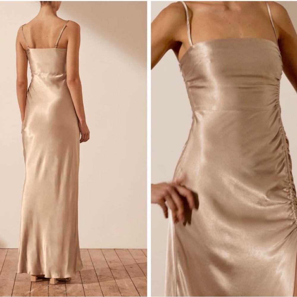 Shona Joy LA LUNE RUCHED MAXI DRESS in Gold - Picture 2 of 5